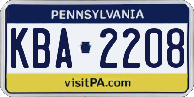 PA license plate KBA2208