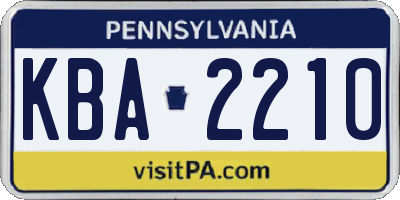 PA license plate KBA2210