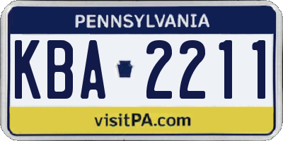 PA license plate KBA2211