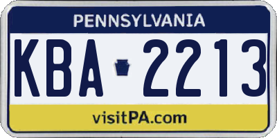 PA license plate KBA2213