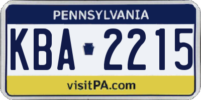 PA license plate KBA2215