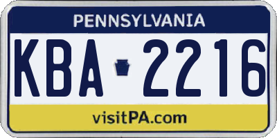 PA license plate KBA2216