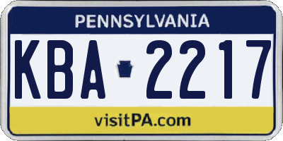 PA license plate KBA2217