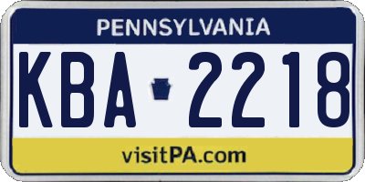 PA license plate KBA2218