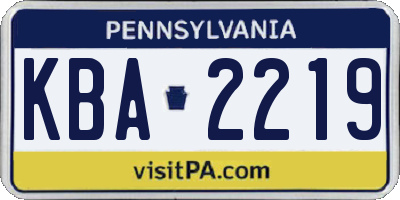 PA license plate KBA2219