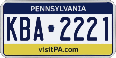 PA license plate KBA2221