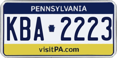 PA license plate KBA2223