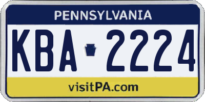 PA license plate KBA2224