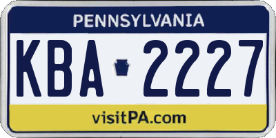 PA license plate KBA2227