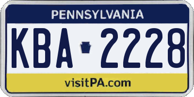 PA license plate KBA2228