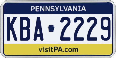 PA license plate KBA2229