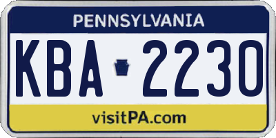 PA license plate KBA2230