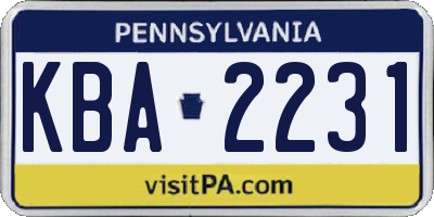 PA license plate KBA2231