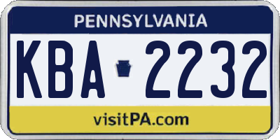 PA license plate KBA2232