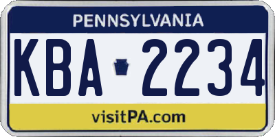 PA license plate KBA2234
