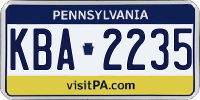 PA license plate KBA2235