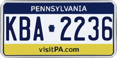 PA license plate KBA2236