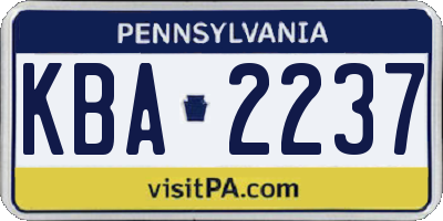 PA license plate KBA2237