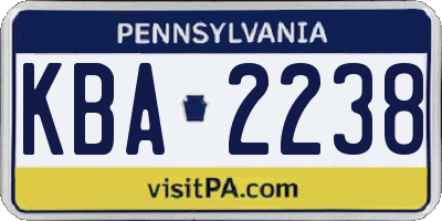 PA license plate KBA2238