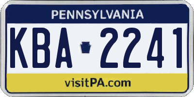 PA license plate KBA2241