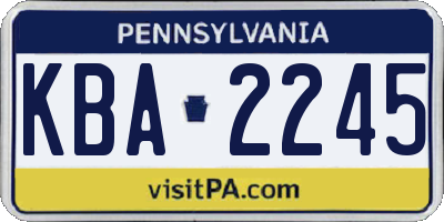 PA license plate KBA2245
