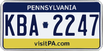 PA license plate KBA2247