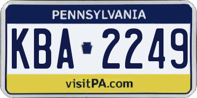 PA license plate KBA2249