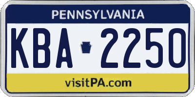 PA license plate KBA2250
