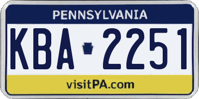 PA license plate KBA2251