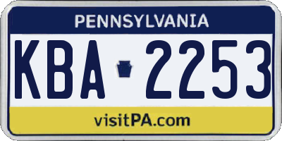 PA license plate KBA2253