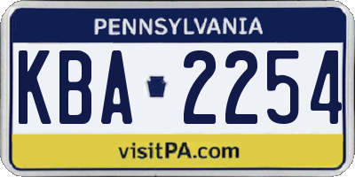 PA license plate KBA2254