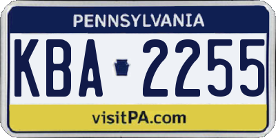 PA license plate KBA2255