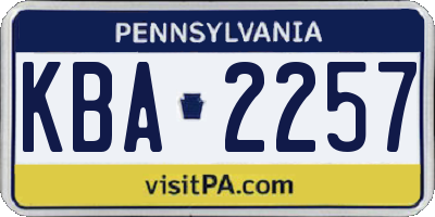 PA license plate KBA2257
