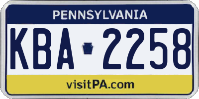 PA license plate KBA2258