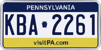 PA license plate KBA2261
