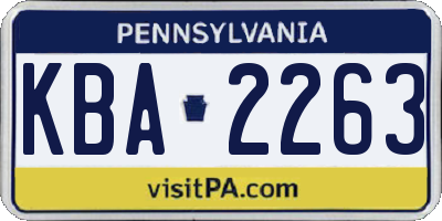 PA license plate KBA2263