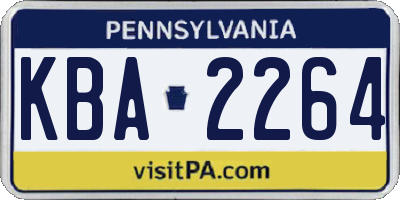 PA license plate KBA2264