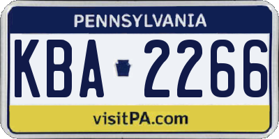 PA license plate KBA2266