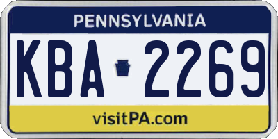 PA license plate KBA2269