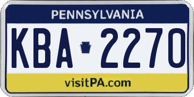 PA license plate KBA2270
