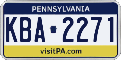 PA license plate KBA2271