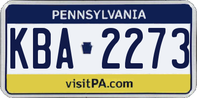 PA license plate KBA2273