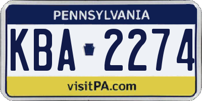 PA license plate KBA2274