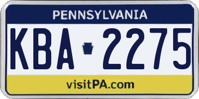 PA license plate KBA2275
