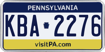 PA license plate KBA2276