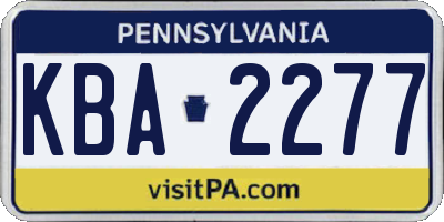 PA license plate KBA2277