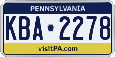 PA license plate KBA2278