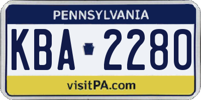 PA license plate KBA2280