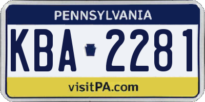 PA license plate KBA2281