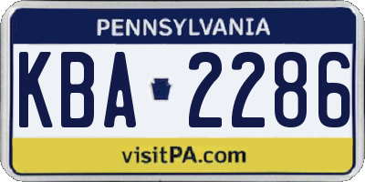 PA license plate KBA2286